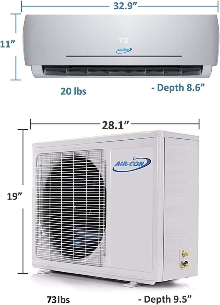 12000 BTU Mini Split Air Conditioner – Ductless AC/Heating System - 1 Ton Pre-Charged Inverter Heat Pump – 21 SEER - 12’ Lineset  Wiring - 100% Ready to Install - USA Parts  Support…