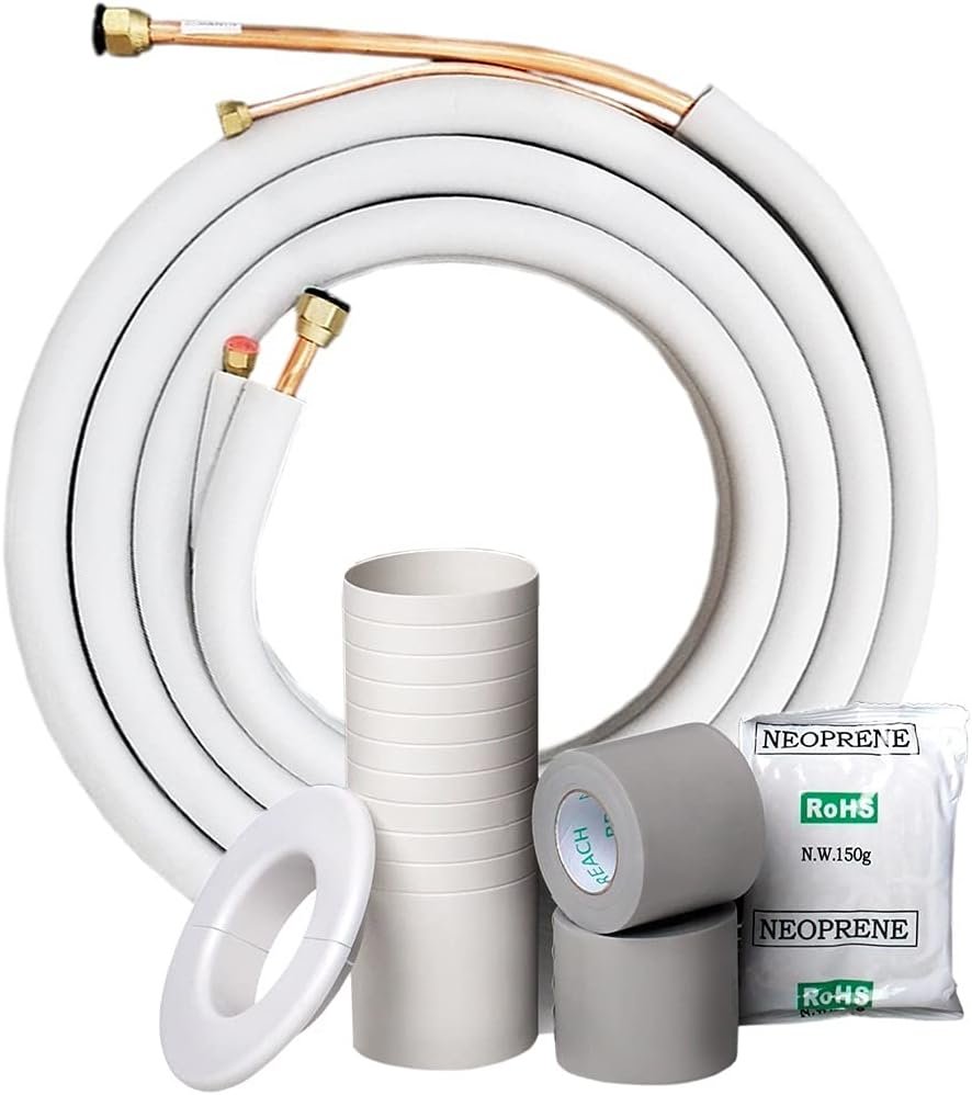 1/4 x 1/2 12K and 18K BTU MrCool Ductless Mini Split Line Set AC Kit with Control Wire 16 Ft