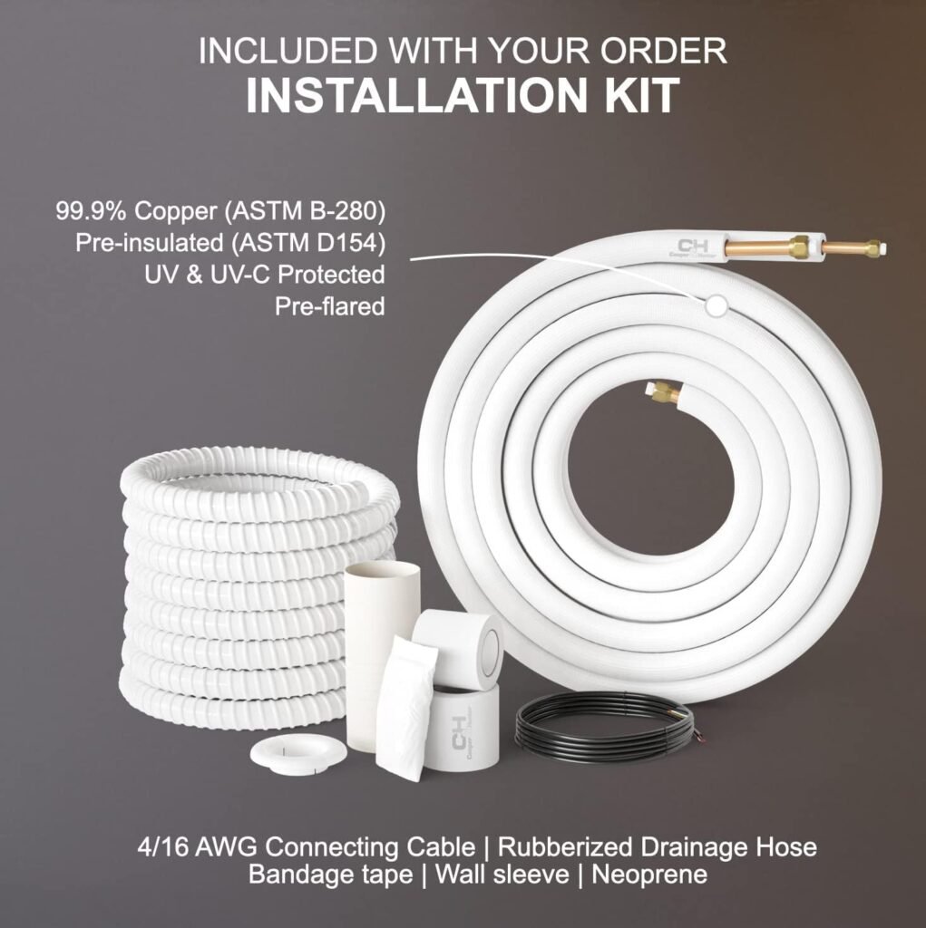 Cooper  Hunter 12,000 BTU Ceiling Cassette Ductless Mini Split AC/Heating System with Heat Pump Wall Thermostat and Installation Kit