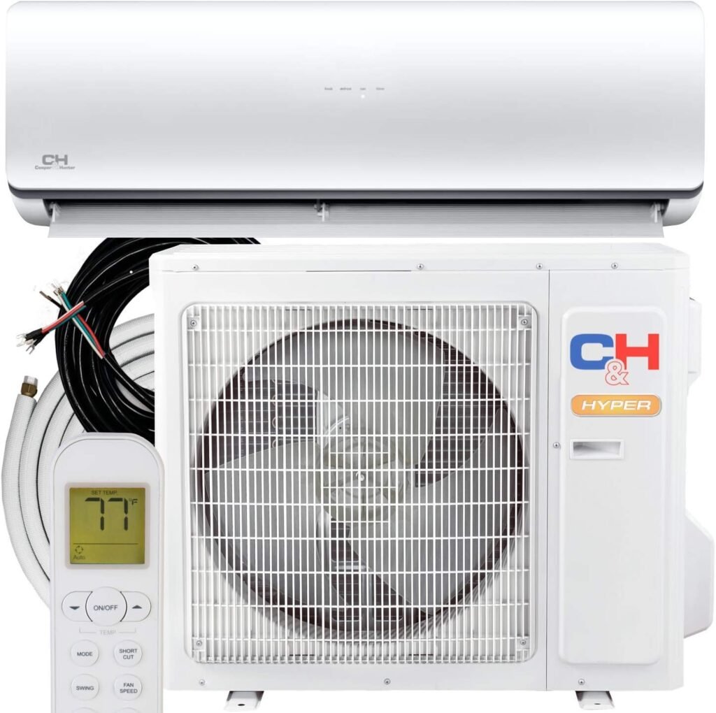 Cooper  Hunter Hyper Heat 18,000 BTU, 20 SEER 10.3 HSPF Ductless Mini-Split Air Conditioner -22F Heat Pump with 16FT Copper Line Set and Communication Wires