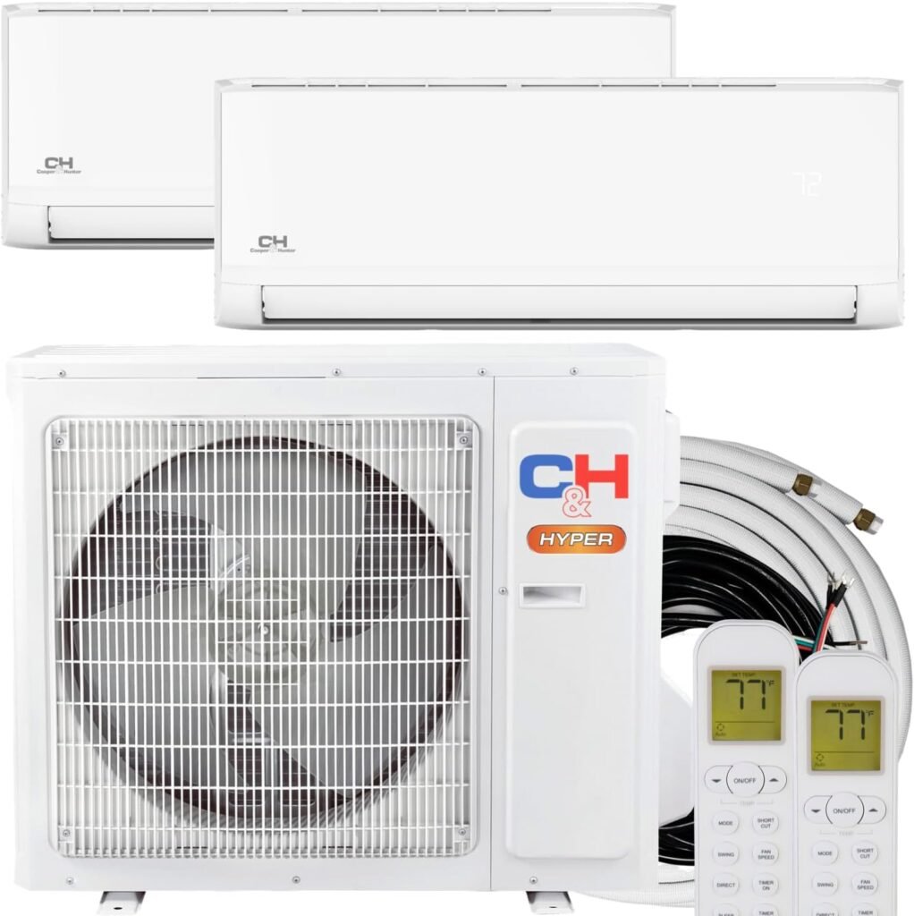 CooperHunter 19,000 BTU Hyper Cooling and Heating Dual 2 Zone 9,000 BTU + 9,000 BTU Wall Mount Ductless Mini Split Heat Pump Air Conditioning System with Installation Kits