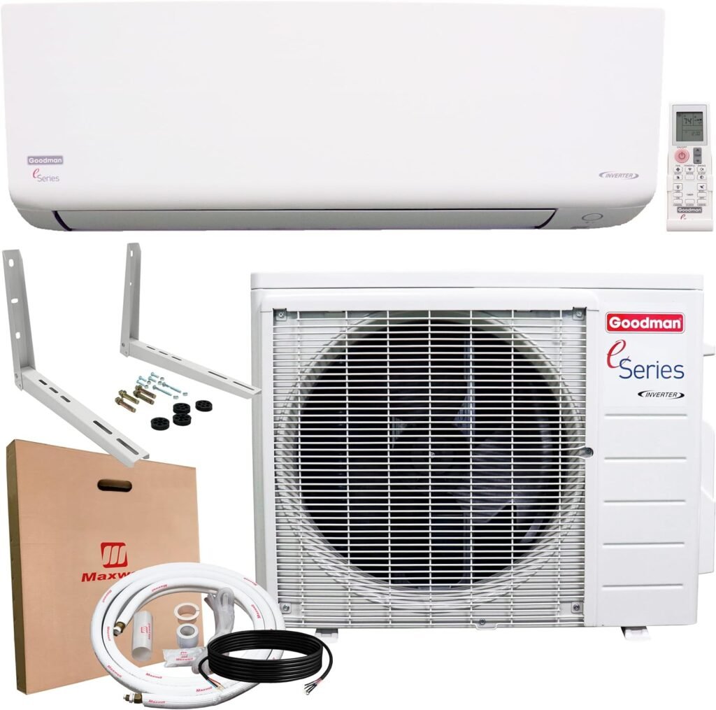 Goodman 12,000 BTU 18 SEER2 Ductless Mini Split Inverter Heat Pump System with Maxwell 15-ft Installation (230v)