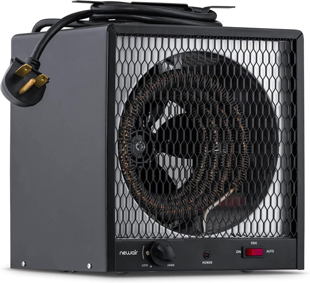 NewAir Portable Heater (240V) Portable Electric Garage Heater Heats Up to 800 sq. ft. with 6-Foot Cord Wrap and Carrying Handle | 5600 Watt Portable Electric Shop Heater for Garage and Work Shop