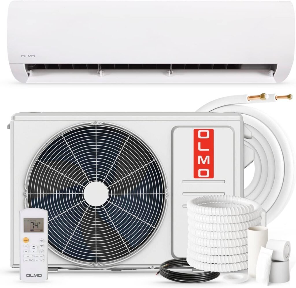 OLMO Alpic 24000 BTU Ductless Mini Split Air Conditioner Heating and Cooling Full Set with 16ft Installation Kit