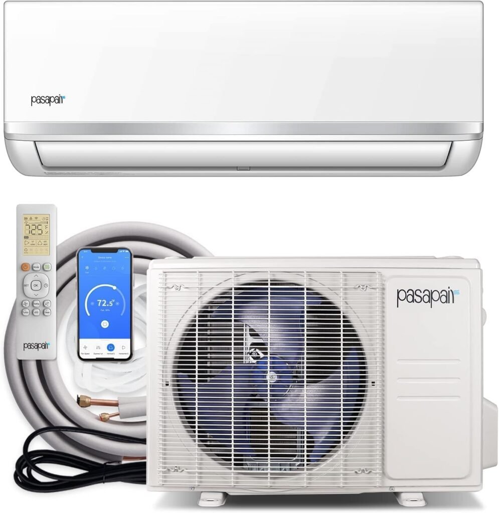 pasapair 12,000 BTU WiFi Mini Split AC/Heating System - 20 SEER 115V Ductless Mini Split-System Air Conditioners - Multimode Split Air Conditioner with a Washable Filter, Heat Pump, Installation Kit - 3-5 Working Days Delivered