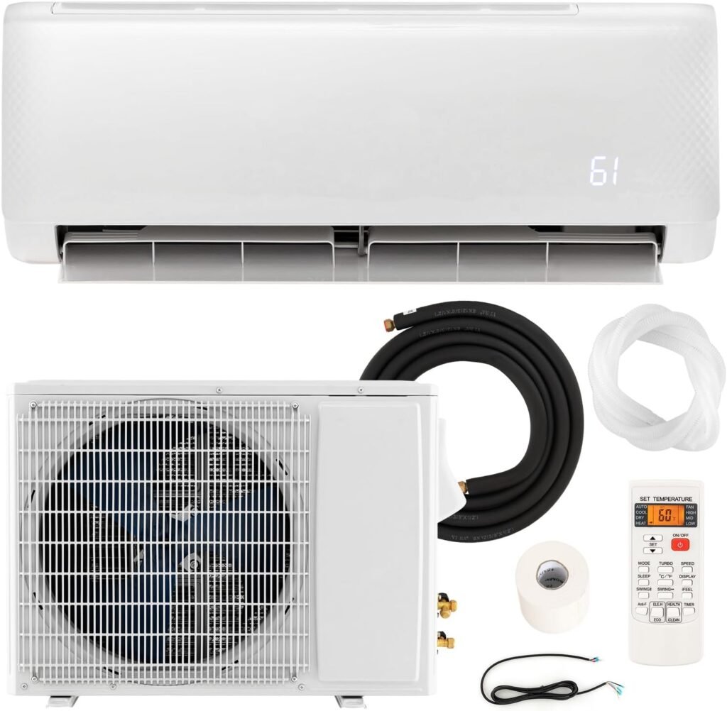 PETSITE 12,000 BTU Mini Split AC/Heating System, 21 SEER2 Ductless Inverter with Pre-Charged Heat Pump, Mini Split with Remote Control  Full Installation Kit (12000BTU, 208-230V, 21 SEER2)