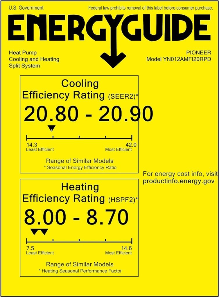 Pioneer Air Conditioner WYS012G-20 Wall Mount Ductless Inverter+ Mini Split Heat Pump, 12000 BTU-208/230V