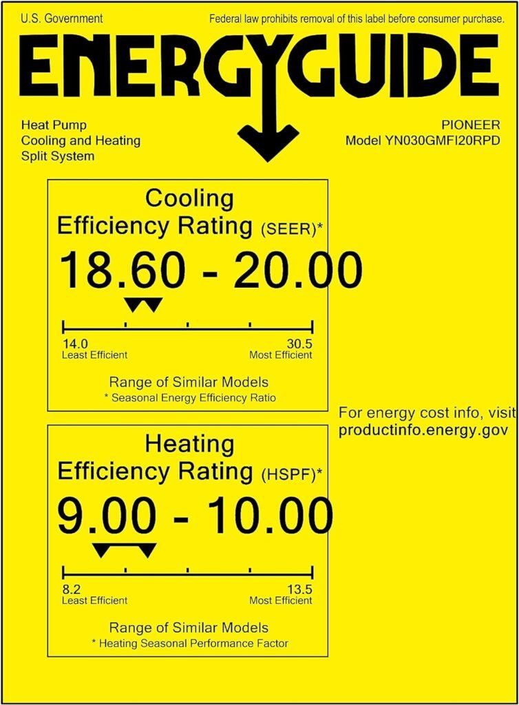 Pioneer Air Conditioner WYS030G-20 Wall Mount Ductless Inverter+ Mini Split Heat Pump, 30000 BTU-208/230 V