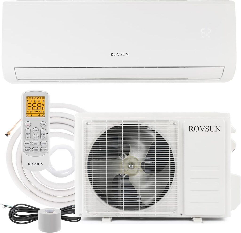 ROVSUN 9,000 BTU Mini Split AC/Heating System with Inverter, 19 SEER 115V Energy Saving Ductless Split-System Air Conditioner with Pre-Charged Condenser, Heat Pump, Remote Control  Installation Kit