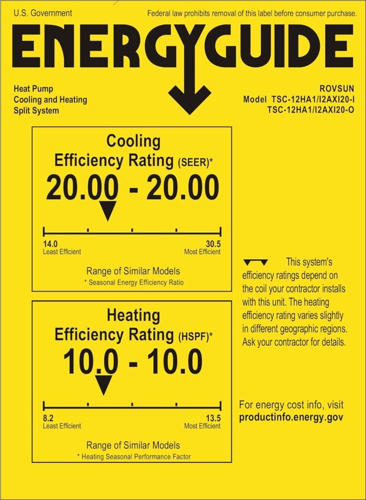 ROVSUN 9,000 BTU Mini Split AC/Heating System with Inverter, 19 SEER 115V Energy Saving Ductless Split-System Air Conditioner with Pre-Charged Condenser, Heat Pump, Remote Control  Installation Kit