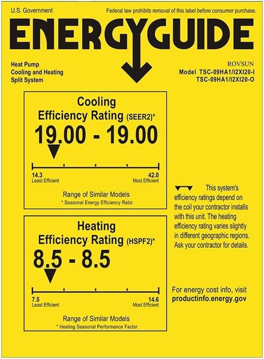 ROVSUN Wifi Enabled 9,000 BTU Mini Split AC/Heating System with Inverter, 19 SEER 115V Energy Saving Ductless Split-System Air Conditioner with Pre-Charged Condenser, Heat Pump  Installation Kit (Black Series)