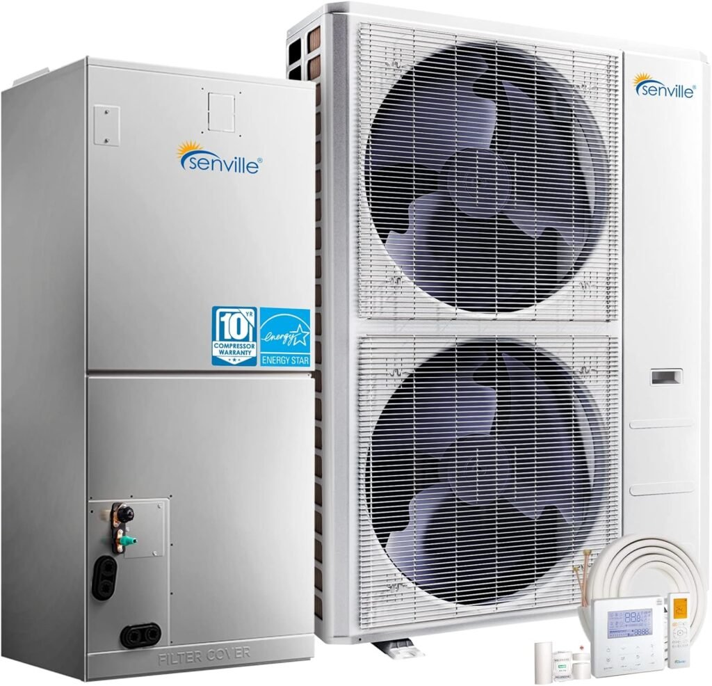 Senville 3 Ton Central Air Conditioner Heat Pump Split System, 36,000 BTU, Inverter, Variable Speed, 208/230V