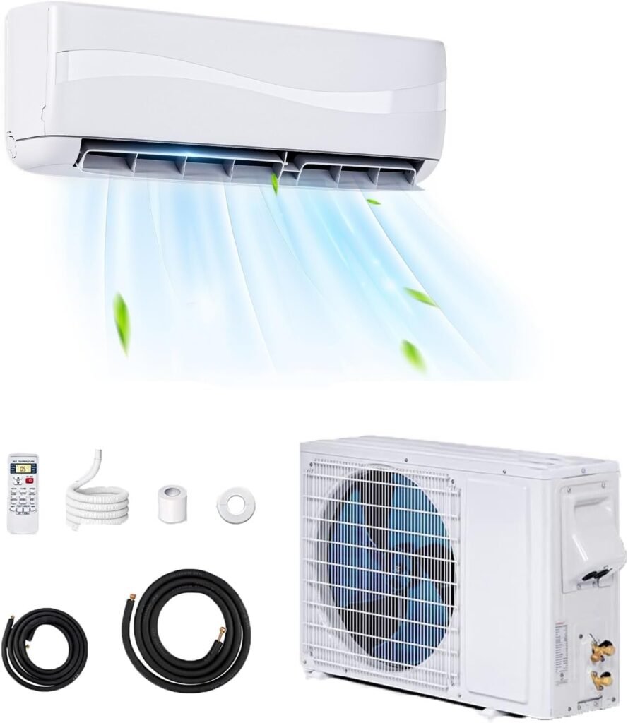 SIMOE 12000 BTU Mini Split AC Energy Efficient Air Conditioner  Heating System with Inverter, 17 SEER2 208-230V Wall-mounted AC with 1 Ton Heat Pump, Ductless AC Cools Up to 750 Sq.Ft