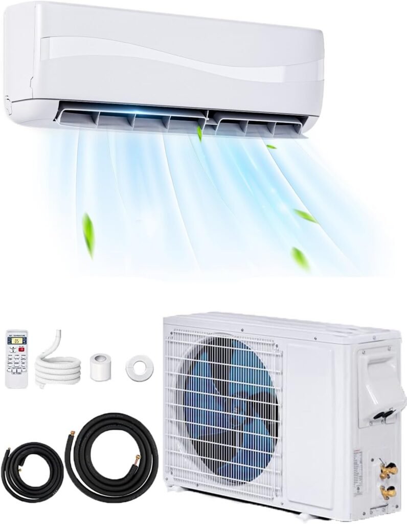 SIMOE 12000BTU Mini Split Air Conditioner and Heater, Wall-mounted AC Unit with 1 Ton Heat Pump  Ductless Inverter System with Installation Kit, Energy Efficient, 208-230V 17 SEER2