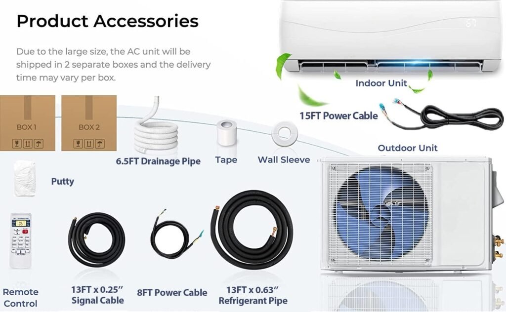 SIMOE 12000BTU Mini Split Air Conditioner and Heater, Wall-mounted AC Unit with 1 Ton Heat Pump  Ductless Inverter System with Installation Kit, Energy Efficient, 208-230V 17 SEER2