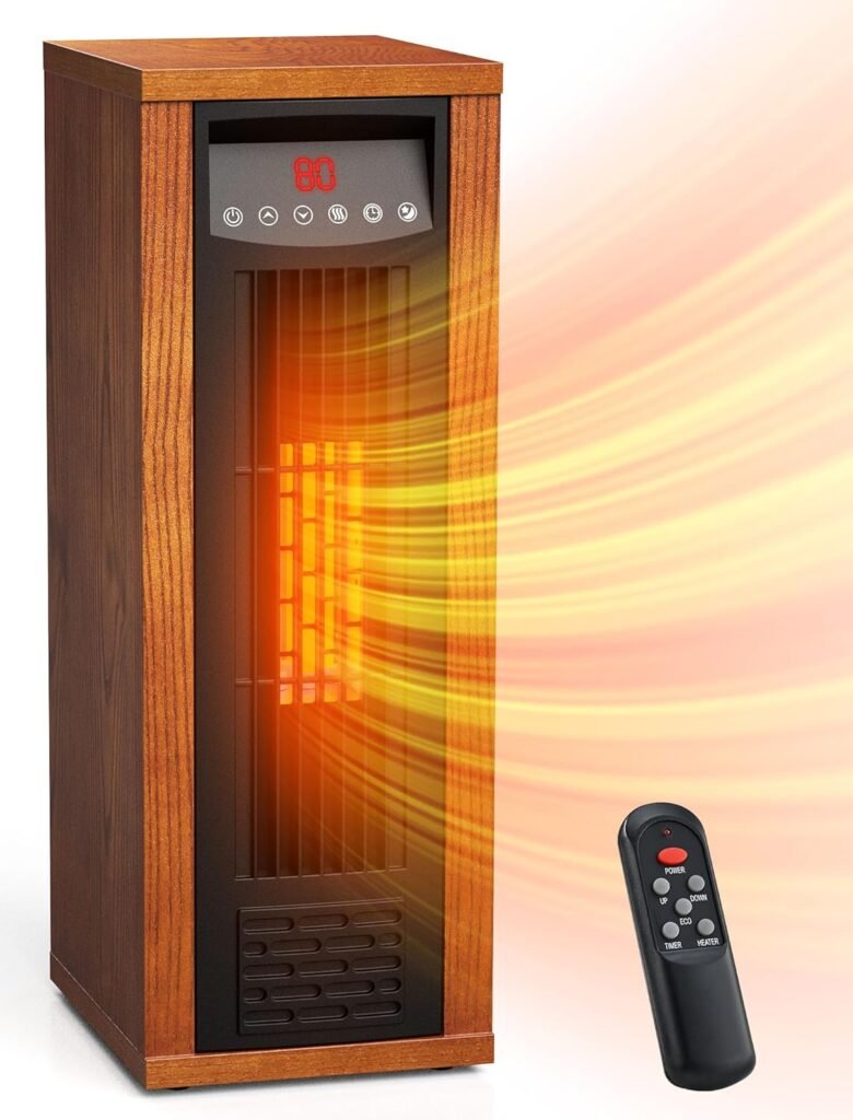 Air Choice Infrared Space Heater, 1500W PTC Portable Electric Heaters for Indoor Use with Thermostat, Remote, 3 Modes, 12h Timer, Safe, Fast  Quiet Heating Tower Room Heater for Bedroom, Office, Home