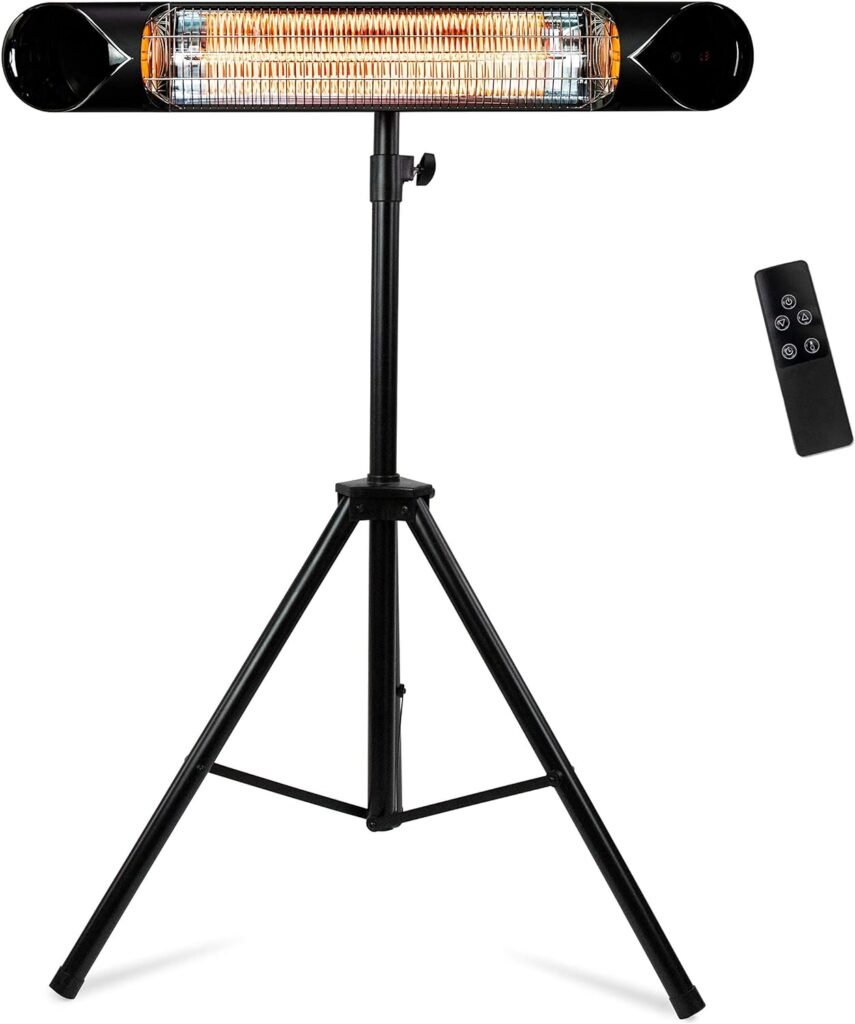 Briza Infrared Electric Patio Heater - Indoor/Outdoor Heater - Portable Wall/Garage Heater - 1500W - use with Stand - Mount to Ceiling/Wall)