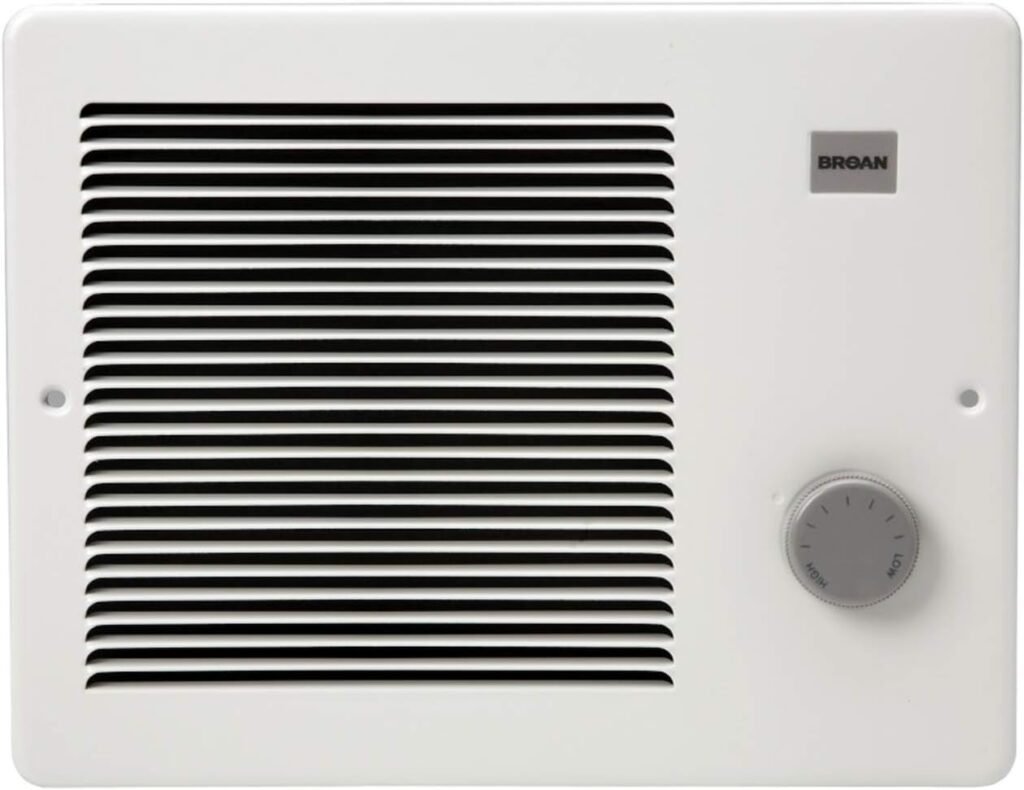 Broan-NuTone Wall Heater, White Grille Heater with Built-In Adjustable Thermostat, 750/1500W, 120/240V AC