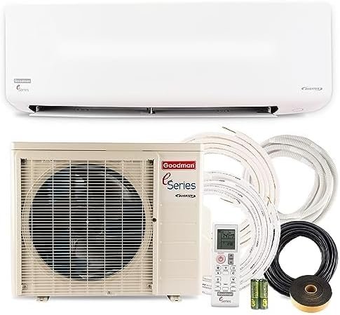 Goodman Mini Split 9,000 BTU 18 SEER2, Inverter Ductless Air Conditioner with Heat Pump System, Energy-Efficient Mini Split Air Conditioner, Installation Kit Included, 230V