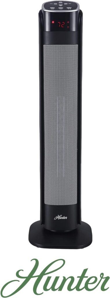 Hunter 30 Digital Ceramic Oscillating Tower Heater with Remote Control, One Size, Black