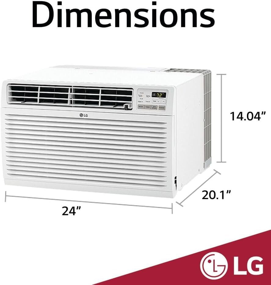 LG 9,800 BTU Through-the-Wall Air Conditioner with Remote, Cools up to 440 Sq. Ft., 3 Cool  Fan Speeds, Universal design fits most sleeves, 115V