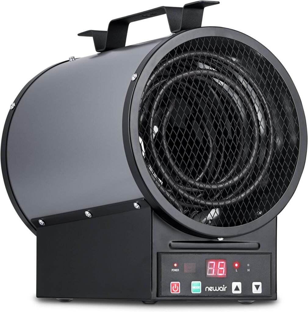 NewAir, NGH500GA00, 2-in-1 240V 4800 Watt Portable or Mountable Garage Heater, Heats Up to 500 Square Feet, Gray