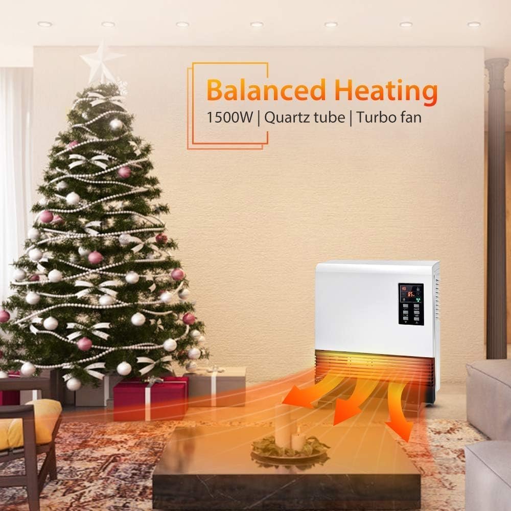 Trustech Electric Space Heater, Wall Mounted Room Heater with Standing Base, Energy Saving, Timer, Quick Heat Electric Heater, 3 Modes, Wall Heater for Bedroom, Bathroom, Office, Basement Heater