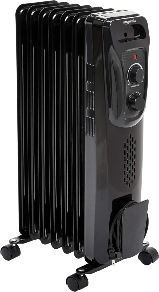 Amazon Basics Indoor Portable Radiator Heater, 1500 W, Black