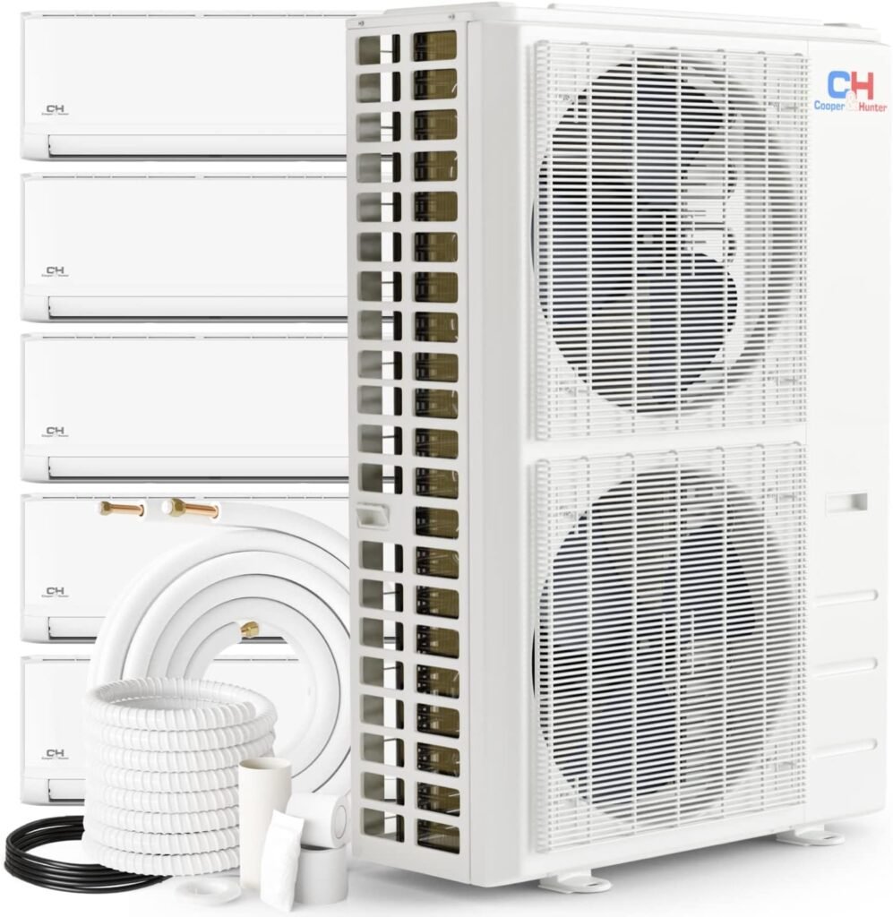 Cooper  Hunter 5 Zone 9000 9000 12000 12000 12000 BTU Multi Zone Ductless Mini Split Air Conditioner Heat Pump Full Set with 25ft Installation Kits