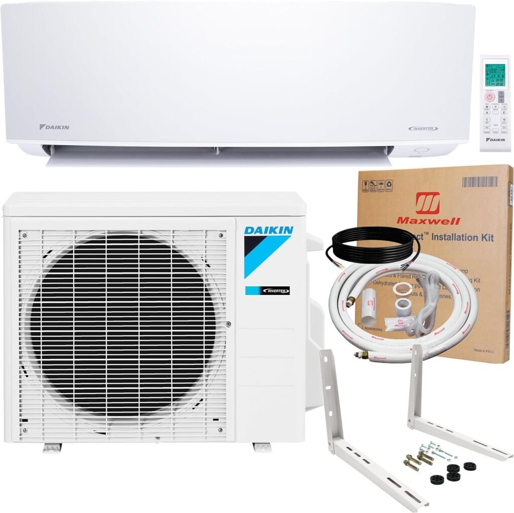 Daikin 12,000 BTU 20 SEER2 OTERRA Series Ductless Mini Split Heat Pump System w/Maxwell 16’ Installation Kit and Wall Mounting Bracket (230V)