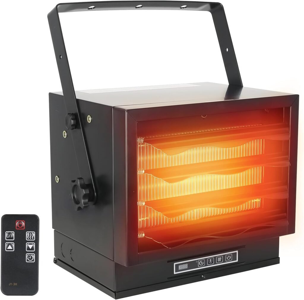 Hykolity Electric Garage Heater, 8500W Fan-Forced Ceiling Mount Shop Heater with Full-Function Remote, 240-Volt Hardwired Heater with 8-Hour Timer, Ideal for Garage, Workshop (Power Cord not Included)