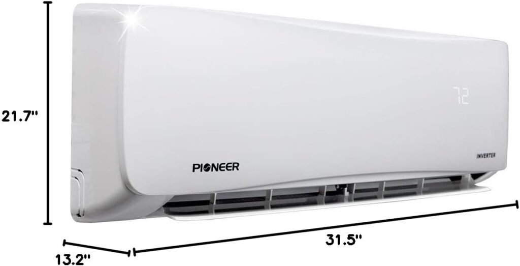 PIONEER Air Conditioner WYS012GMFI22RL Wall Mount Ductless Inverter+ Mini Split Heat Pump, 12000 BTU-208/230 V, White